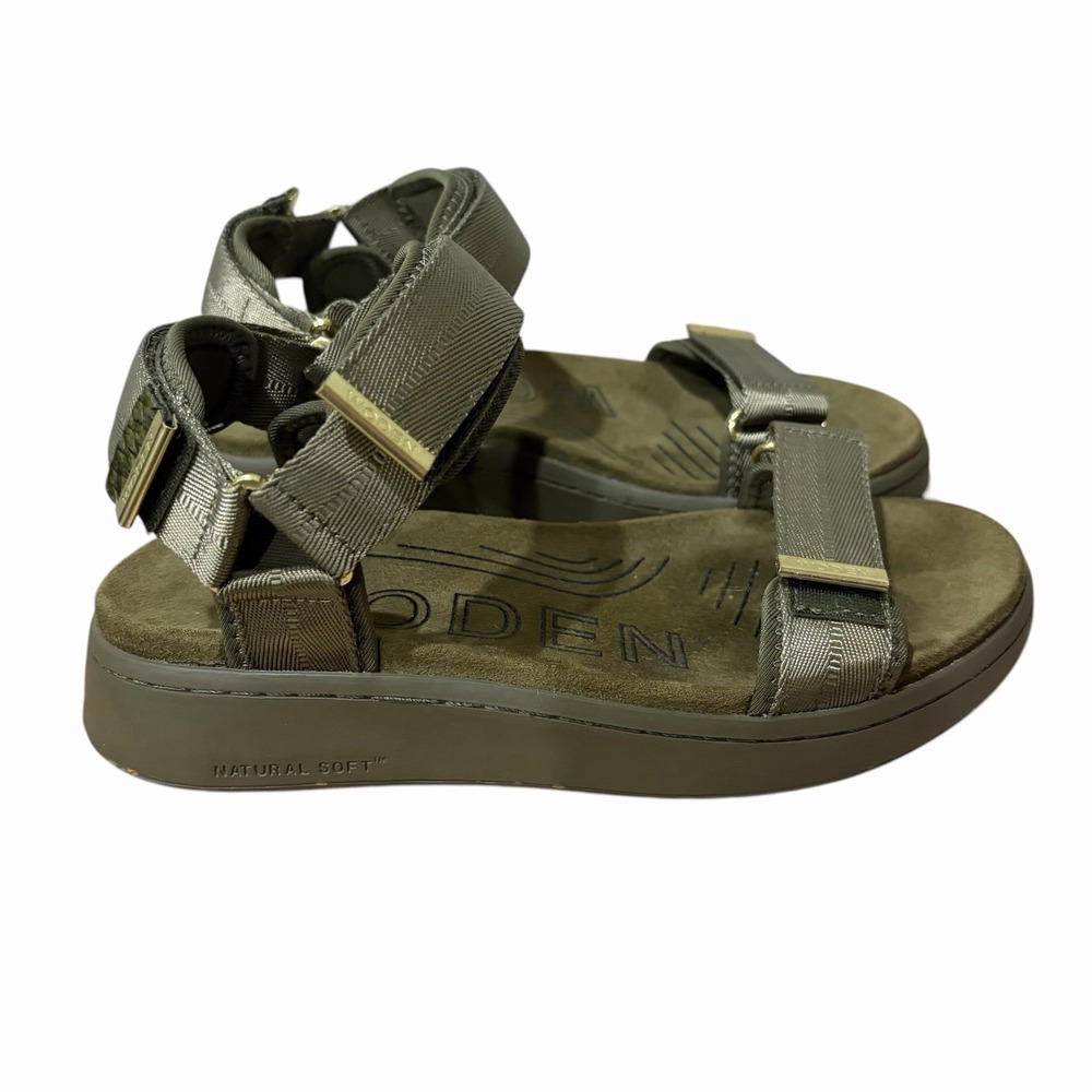Woden sandals Olive Green Size 5 Adjustable Straps Gold Accents Athletic